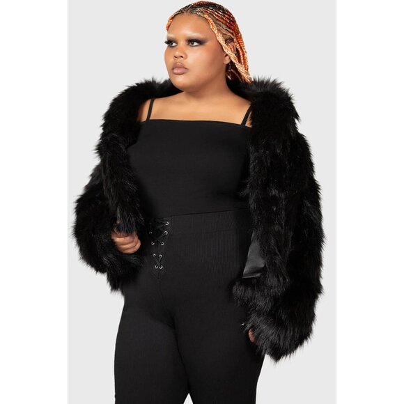 Killstar Jackets & Blazers - Killstar Womens Faux Fur Coat Jacket 4XL 4X Nightmare Nemesis Cropped Black NWT